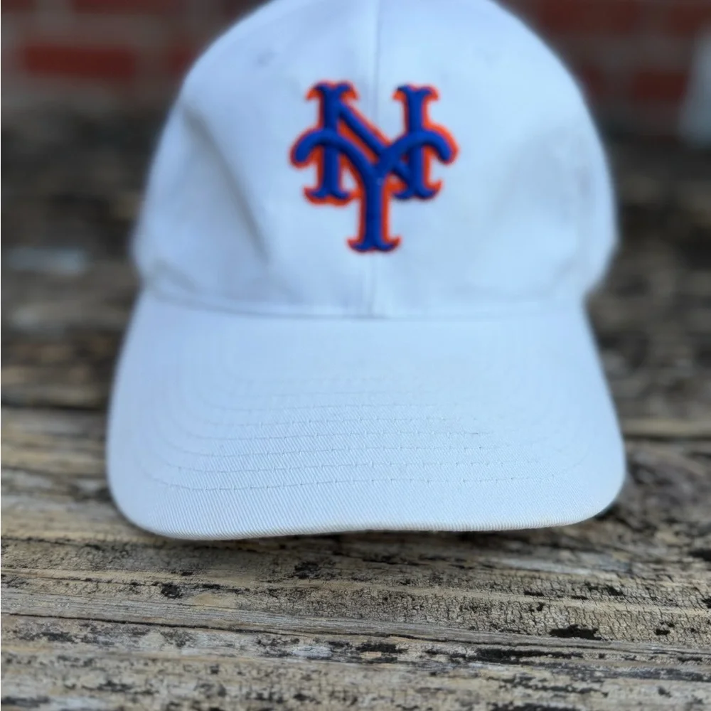Vintage New York Mets MLB White Adjustable SnapBack Baseball Hat Cap T2